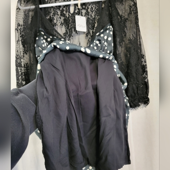 Free people Chic Black Lace Dress with Polka Dots NWT - Picture 9 of 12